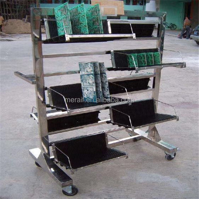 Factory price Antistatic Turnover PCB Rack Hang Basket Trolley Stainless Steel SMT Reel ESD Anti Static PCB Storage Cart