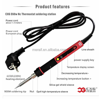 CXG E60W Electric Soldering iron 60W LED Adjustable Temperature EU plug Welding Solder Station Heat Soldering iron soldador